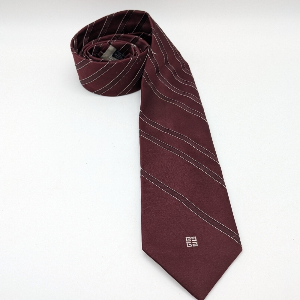 Vintage Givenchy Maroon Striped Tie